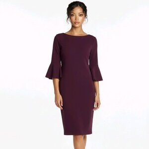 Calvin Klein Bell Sleeve Dress Burgundy Size 12